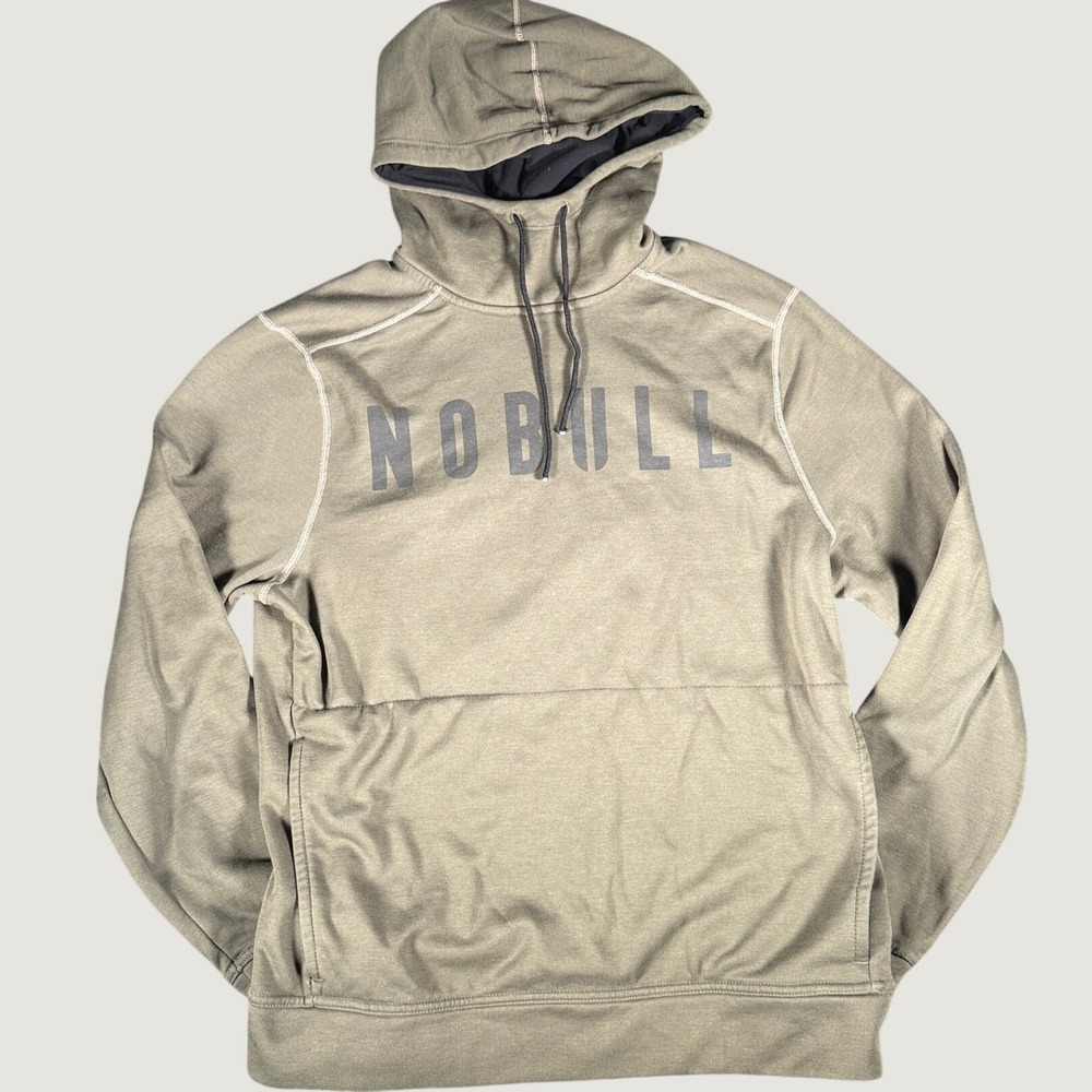 NOBULL Mens Olive Green Training Hoodie Scuba Hood Pullover Sweatshirt Size M
